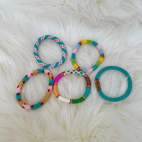 HAND CRAFTED in Nepal Beaded Bracelets (set of 5) #1004 - Picture 4 of 4